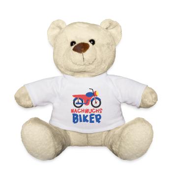 Motorrad Motiv Kinder Jungen - Nachwuchs Biker - Teddy - Weiß - Vorne