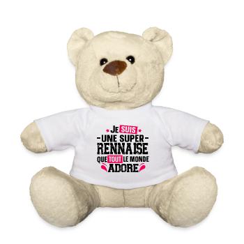 Rennaise Rennes Femme Bretonne Cadeau Humour Ville - Nounours - blanc - Devant