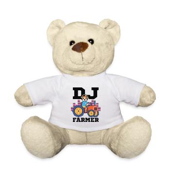 DJ Farmer Cat Farm Driving Tractor Music Funny - Teddy Bear - white - Front