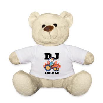 DJ Farmer Cat Farm Driving Tractor Music Funny - Teddy Bear - white - Front