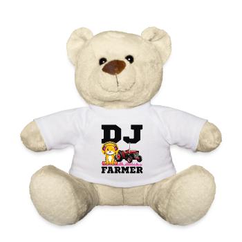 DJ Farmer Cat Farm Driving Tractor Music Funny - Teddy Bear - white - Front