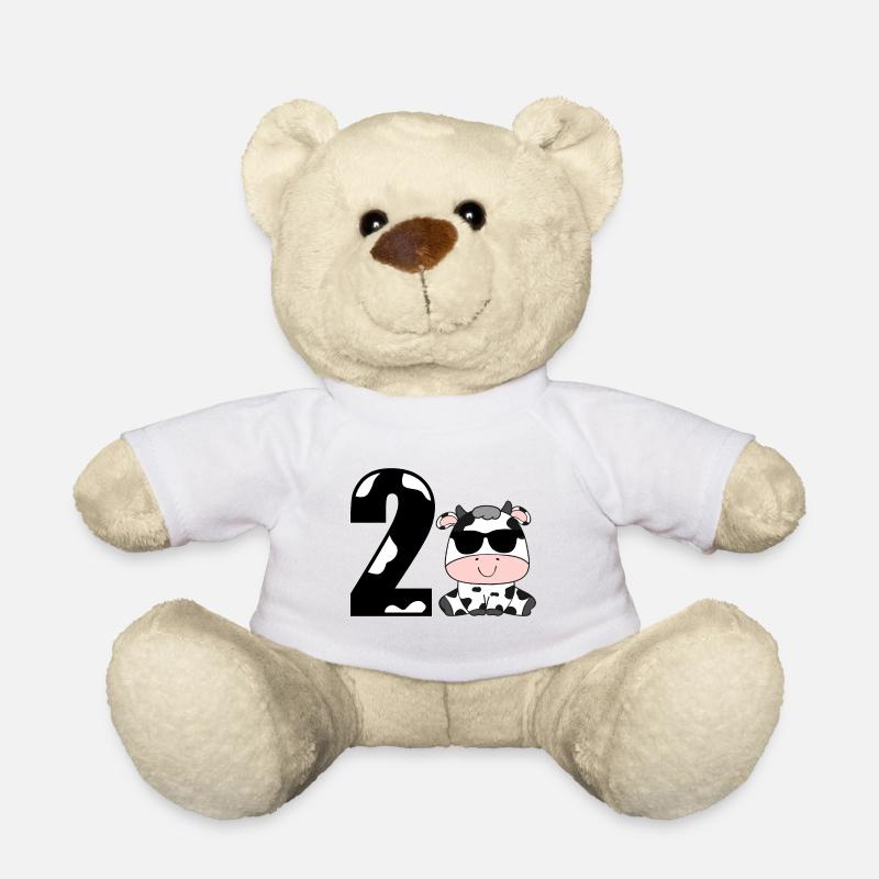 Second Second 2nd 2nd Birthday Cow Baby Girl - Teddy Bear - white