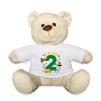 Ich bin 2 Jahre Geburtstag Mädchen Junge Baustelle - Teddy - Weiß - Vorne