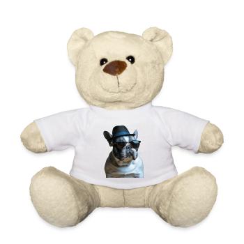 cute mafiastyle bully french bulldog - Teddy Bear - white - Front