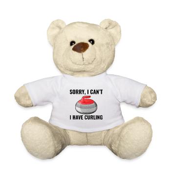 Curling Sweeping Fan Winter Ice Sport Curler Funny - Teddy Bear - white - Front