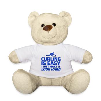 Curling Sweeping Fan Winter Ice Sport Curler Funny - Teddy Bear - white - Front