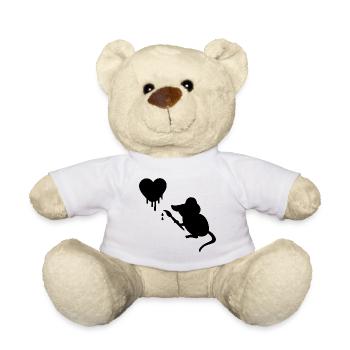 Künstler Maus mit Pinsel Herz - Teddy - Weiß - Vorne