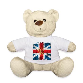 Britischer König Krönung Charles England Flagge - Teddy - Weiß - Vorne