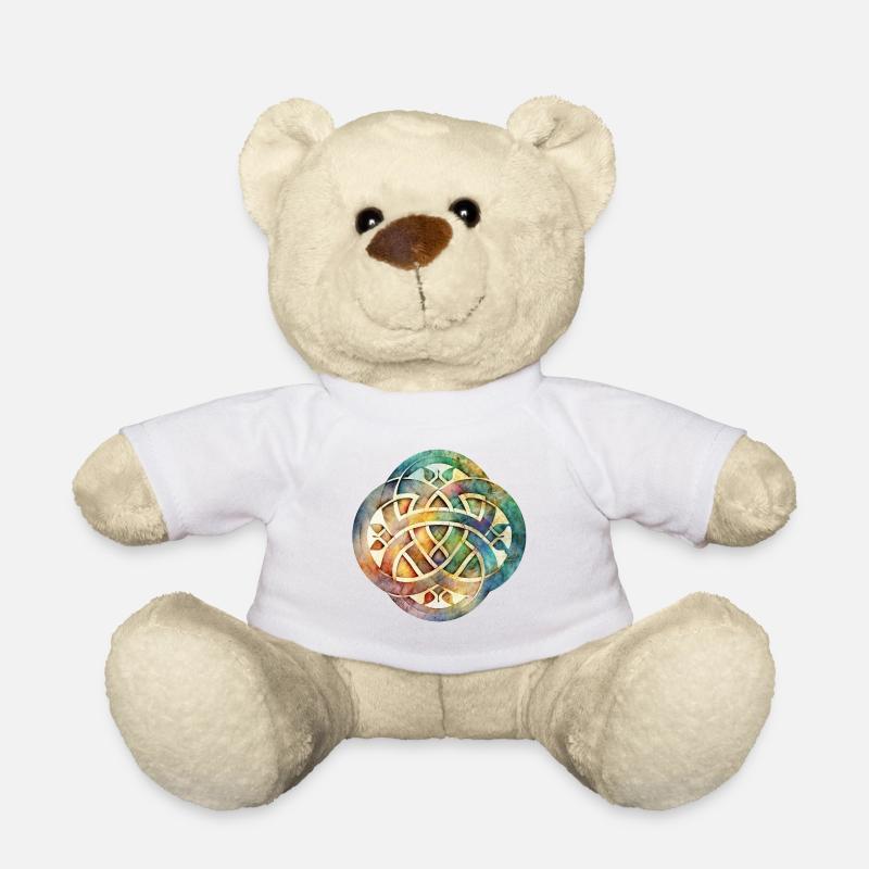 Keltischer Knoten Wasserfarben Bunt Symbol - Teddy - Weiß