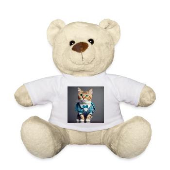 Yeux verts de chat - Nounours - blanc - Devant