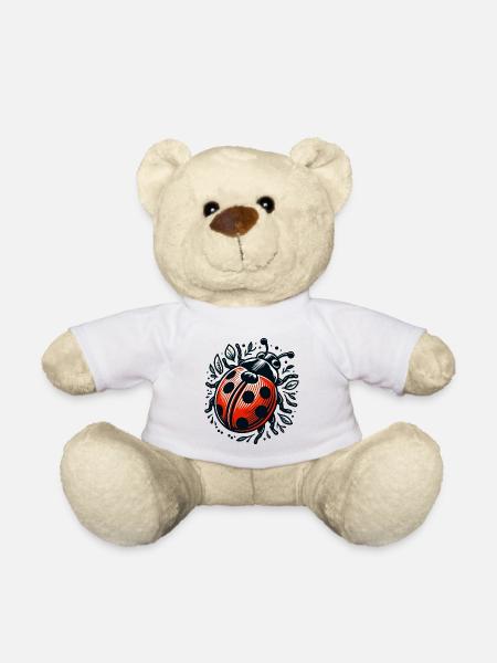 LADYBUG LADYBUG FLYING DOTS INSECT LUCK - Teddy Bear - white