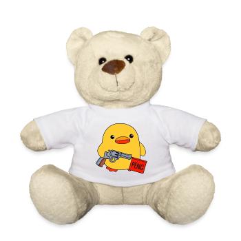 Lustige dicke Baby Ente mit Spielzeugpistole Peng - Teddy - Weiß - Vorne
