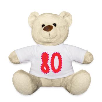 80. 80 YEARS. 80th ANNIVERSARY. 80 YEARS ANNIVERSARY. - Teddy Bear - white - Front