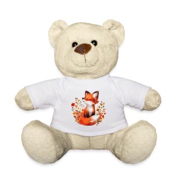 Fox with flowers - Teddy Bear - white - Front