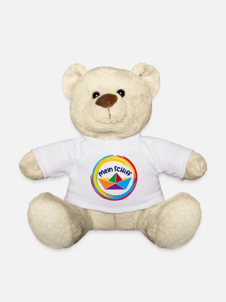 Mein Schiff buntes Papierschiffchen - Teddy - Weiß