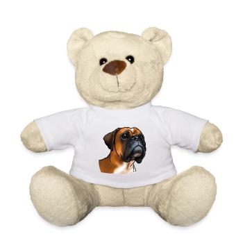 Boxer dog head - Teddy Bear - white - Front