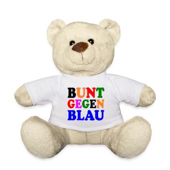 Bunt gegen rechts - afd - Teddy - Weiß - Vorne