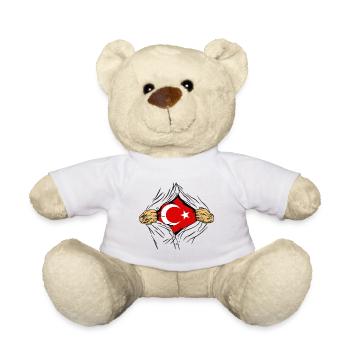 Türkei Flagge Used Look Türkische Fahne Vintage - Teddy - Weiß - Vorne