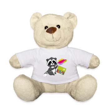 Waschbär mit Pinsel- und Aquarellfarben - Teddy - Weiß - Vorne
