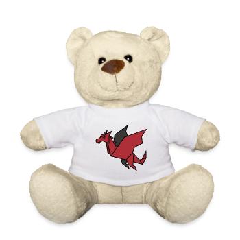 Origami Dragon Red Geometric - Teddy Bear - white - Front