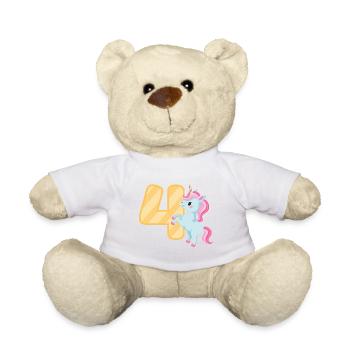 Geburtstag Mädchen 4. Geburtstag Einhorn 4 Jahre - Teddy - Weiß - Vorne
