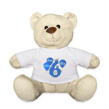 6 Birthday Boy Balloon - Teddy Bear - white - Front