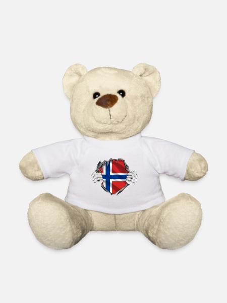 Norge flagg Skandinavia Norsk flagg - Teddybjørn - hvit