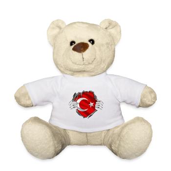 Türkei Flagge Used Look Türkische Fahne Vintage - Teddy - Weiß - Vorne