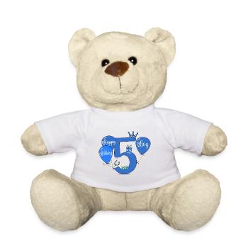 5 Birthday Boy Balloon - Teddy Bear - white - Front