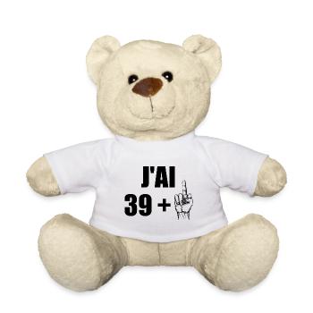 J'ai 39+1 t-shirt anniversaire 40 ans humour - Nounours - blanc - Devant
