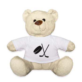 Sports d’hiver de hockey sur glace avec bâton et rondelle - Nounours - blanc - Devant