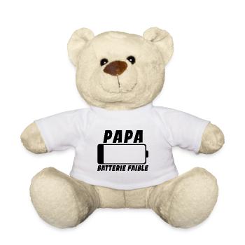 Papa Batterie Faible - Cadeau Humour - Nounours - blanc - Devant