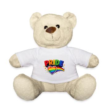 Pride Rainbow Heart Emblem - Teddy Bear - white - Front
