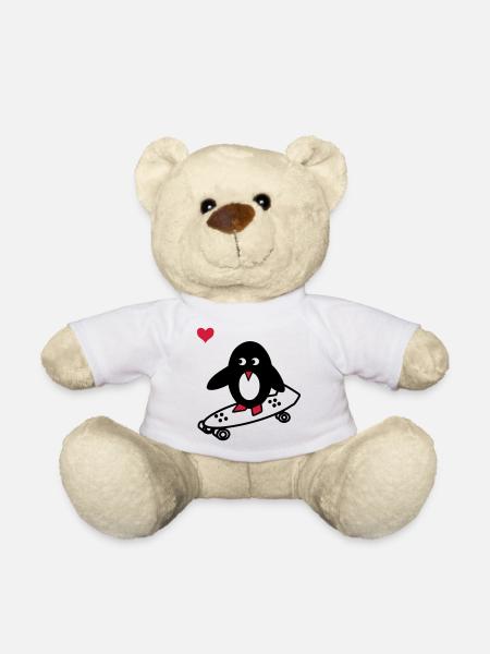 pingouin avec le skate-board - Nounours - blanc