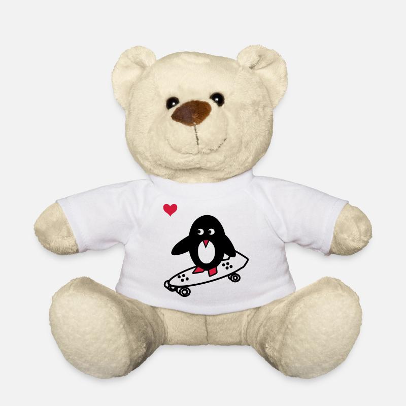 pingouin avec le skate-board - Nounours - blanc
