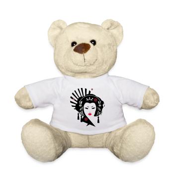 Geisha mit Kopfhörer - Teddy - Weiß - Vorne
