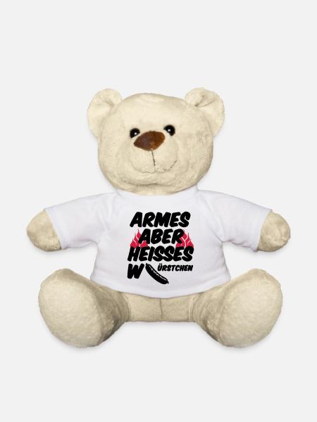Heisses Würstchen Fleisch Grillen Geschenk Sprüche - Teddy - Weiß