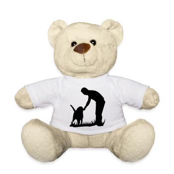 Les meilleurs amis - chien et propriétaire silouette - Nounours - blanc - Devant