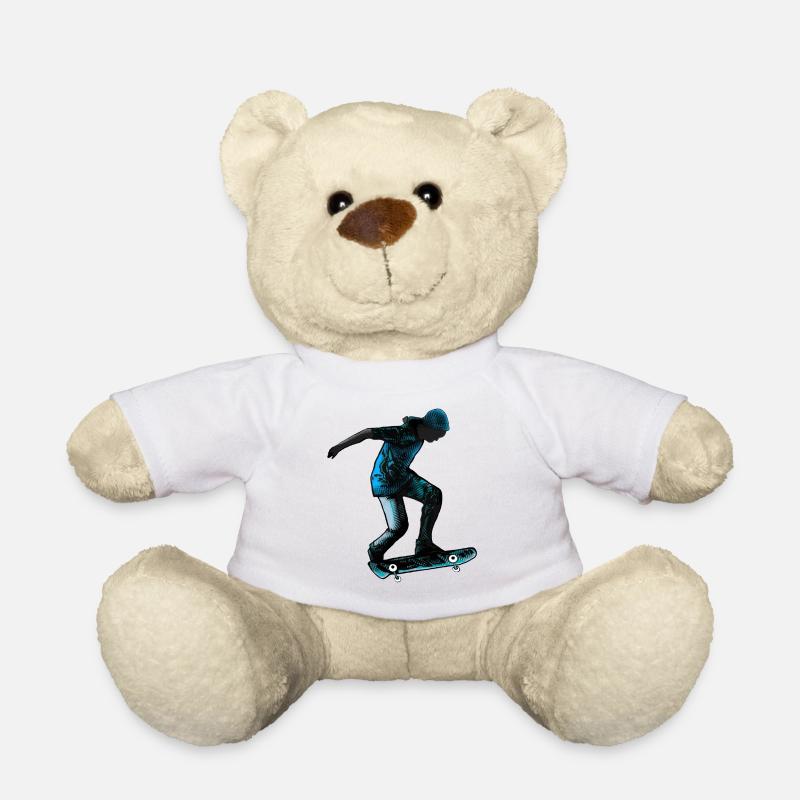 Skater in Blue - Teddy Bear - white