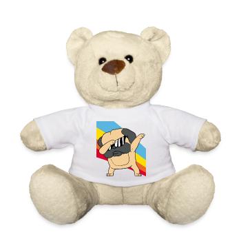 Retro Vintage Style Pop Art Dabbing Dab Pug Dog - Teddy Bear - white - Front