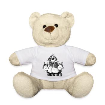 Bearded Collie and sheep - Herding dog design - Teddy Bear - white - Front