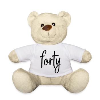 forty 40 Birthday Anniversary Gift - Teddy Bear - white - Front