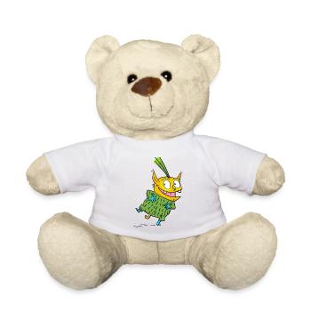 Fröhlicher Monster im Grünen Pullover - Teddy - Weiß - Vorne