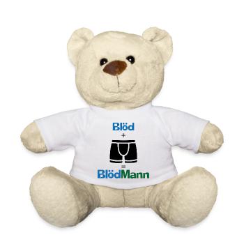 Blödmann Mann Idiot Geschenk provokant Spruch Idee - Teddy - Weiß - Vorne