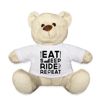 Eat Sleep Ride Repeat Funny Cool Biker Gift - Teddy Bear - white - Front