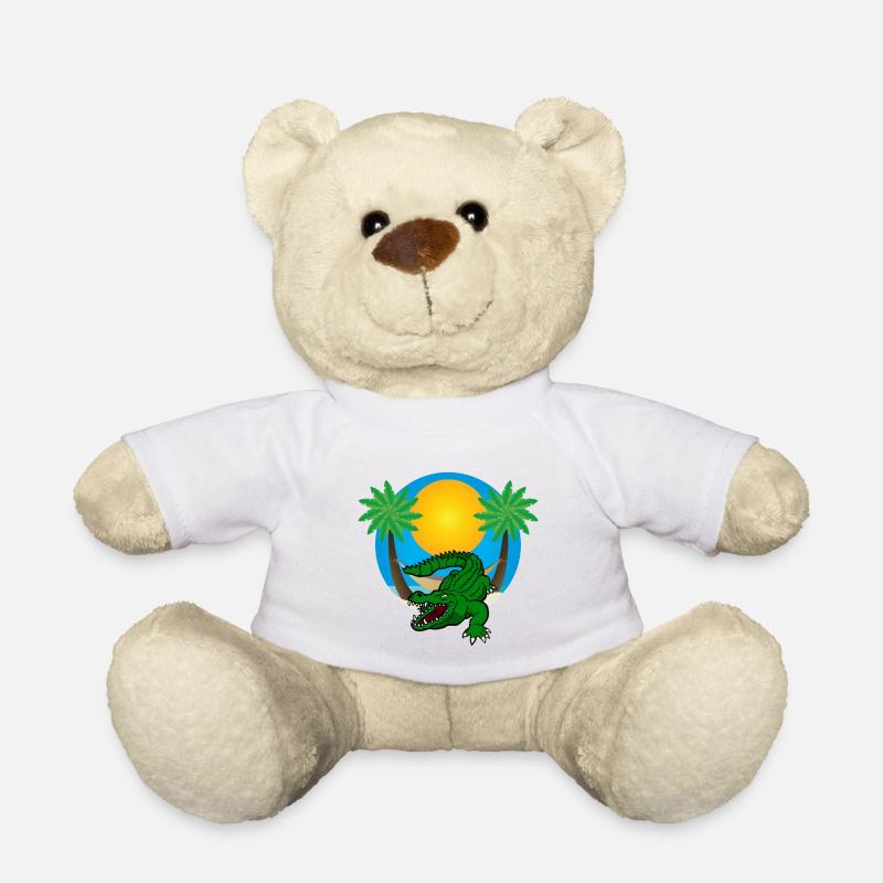 Palmen mit Krokodil - Teddy - Weiß