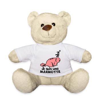 je suis une marmotte animal expression - Nounours - blanc - Devant