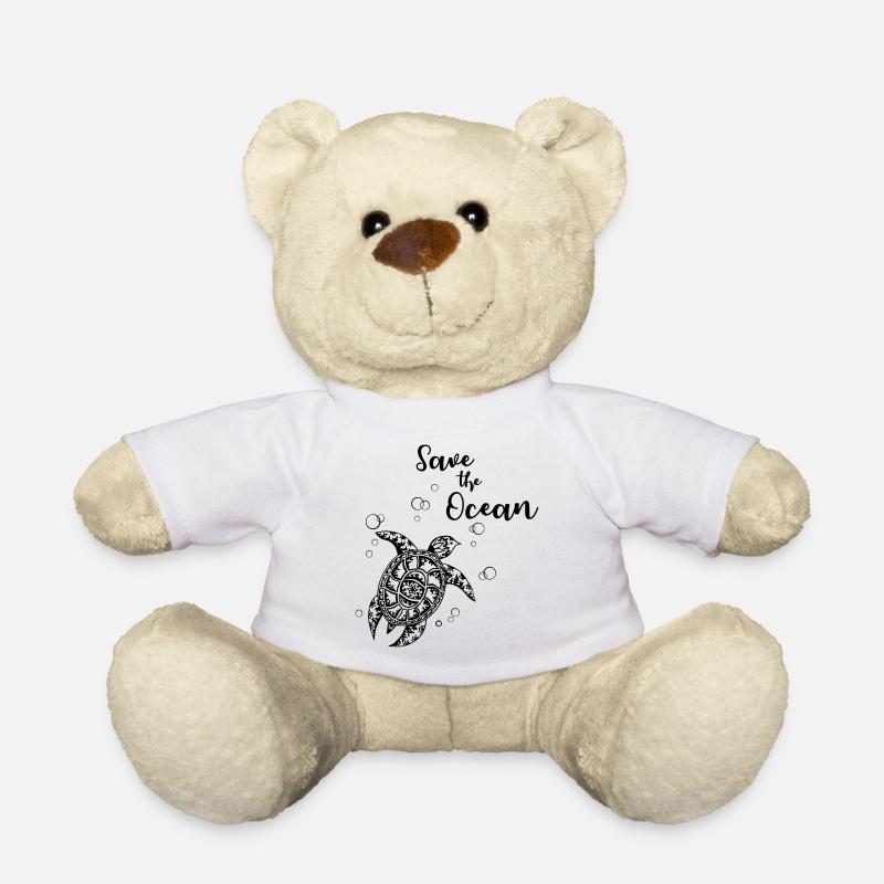 Save the Ocean - Turtle - Teddy Bear - white