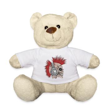 Crâne punk iroquois avec des écouteurs - Nounours - blanc - Devant