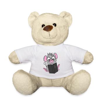 Bookworm, book, mouse - Teddy Bear - white - Front
